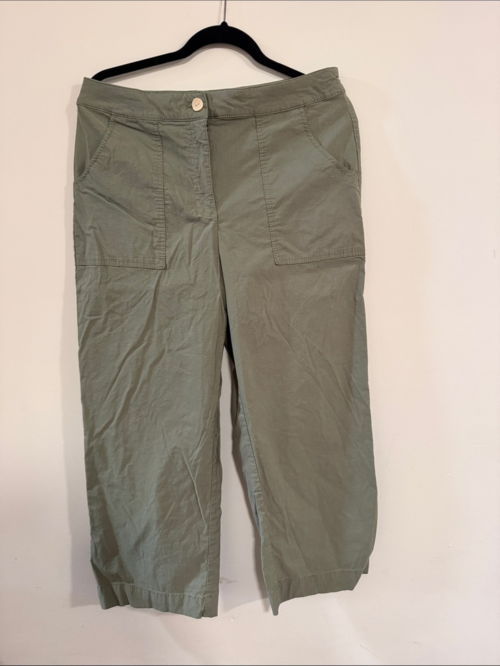 Nicole Miller Olive Green Wide-Leg Pants